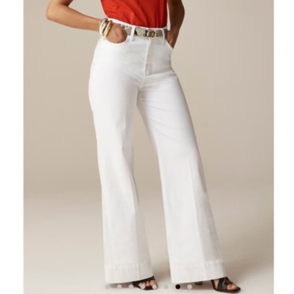 J.Crew White Wide Leg Trouser Jeans High Rise Size 28 Denim Pants